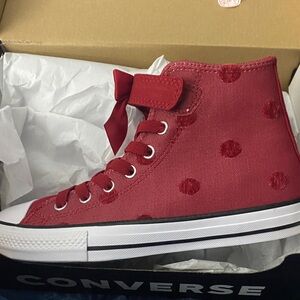 Converse Red High-Top Sneakers with Bow